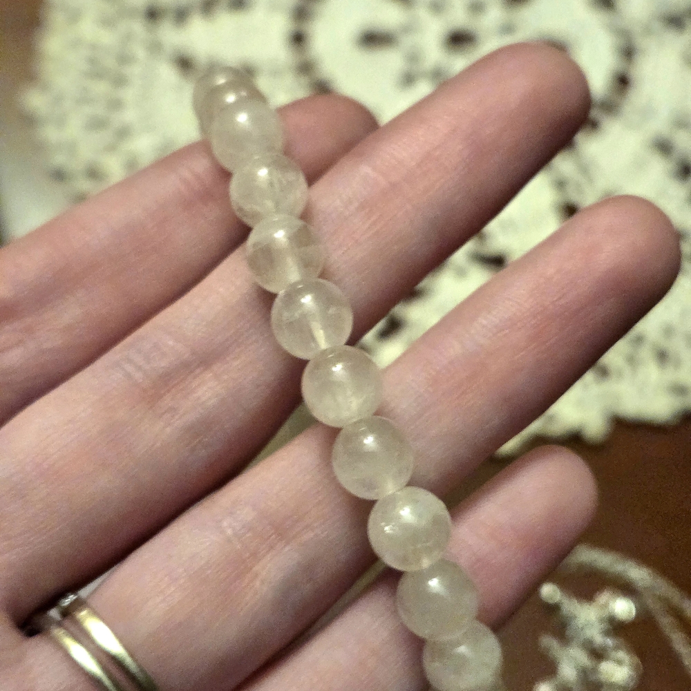 White Beaded Bracelet and Crystal Pendant Necklace Set - Unbranded - Picture 2 of 4